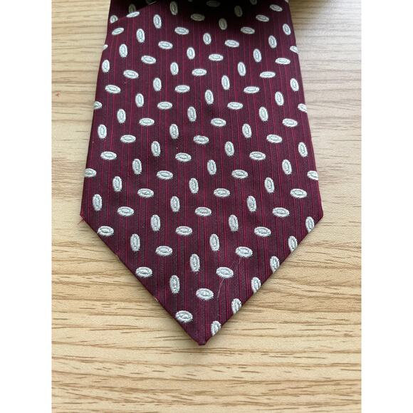 Harrod's Knightbridge Handmade 100% Silk Maroon and White Tie - Picture 4 of 8